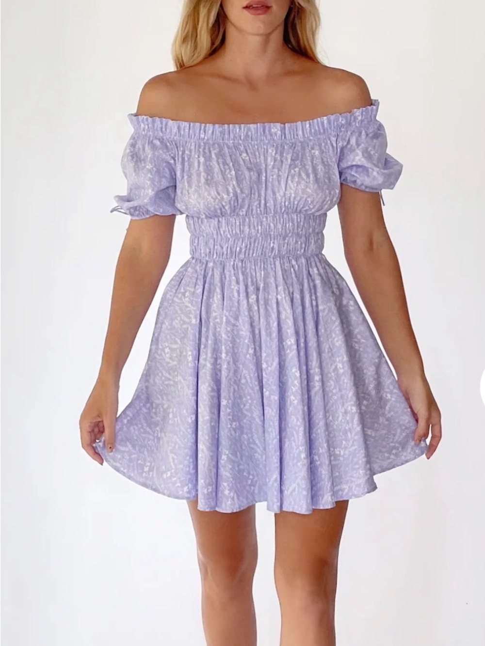 Bali Elf Butterfly Bliss Off Shoulder Medium Mini Dress Hand Made In 100% Cotton